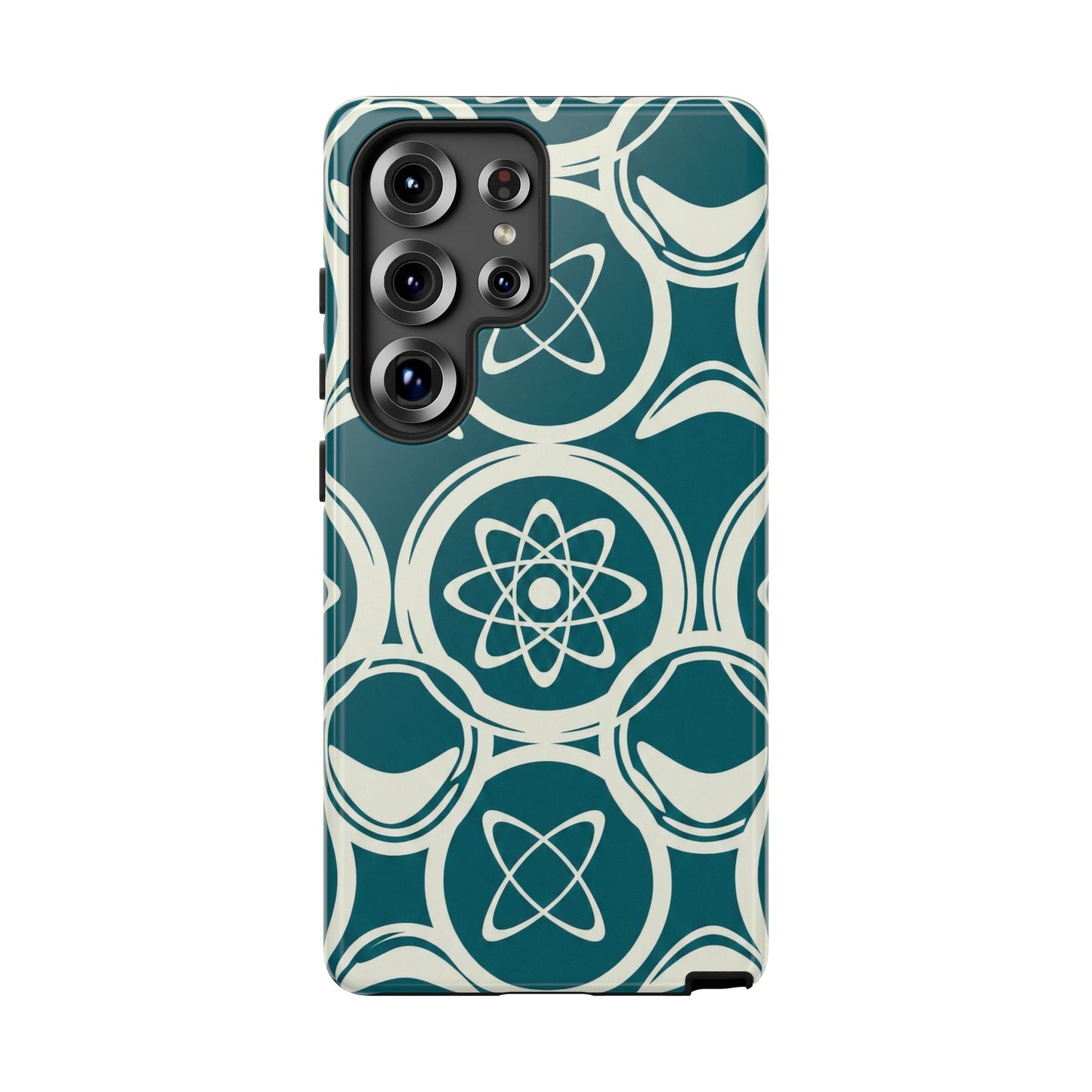 Atomic Geo Tough Phone Case — Teal Retro Science Pattern