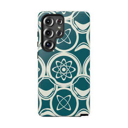 Atomic Geo Tough Phone Case — Teal Retro Science Pattern
