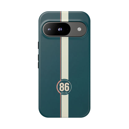 Racing Stripe Phone Case - Retro Teal with Number 86