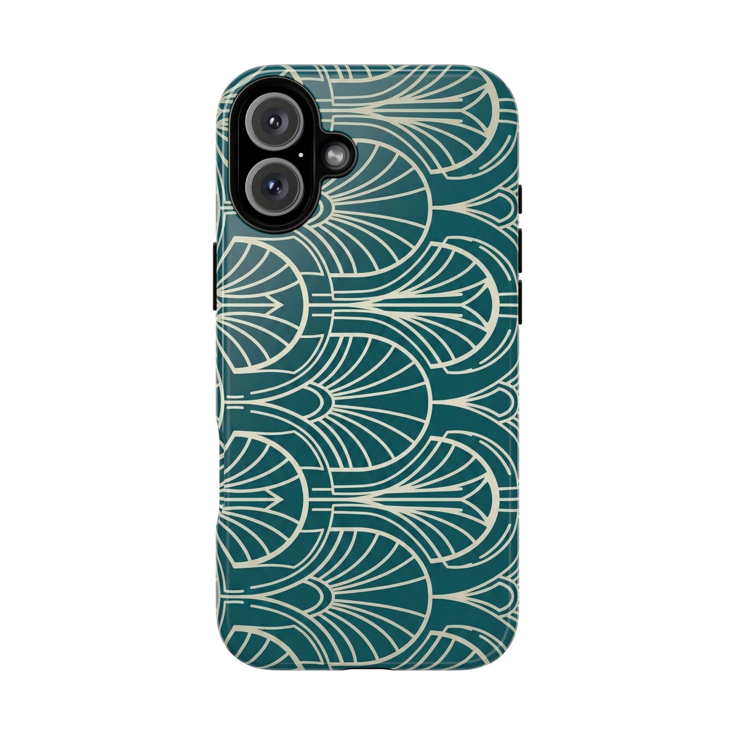 Art Deco Teal Pattern Tough Phone Case — Vintage Geometric Protective Case