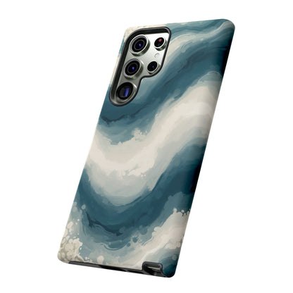 Ocean Wave Marble Phone Case — Teal & Ivory Abstract Tough Case