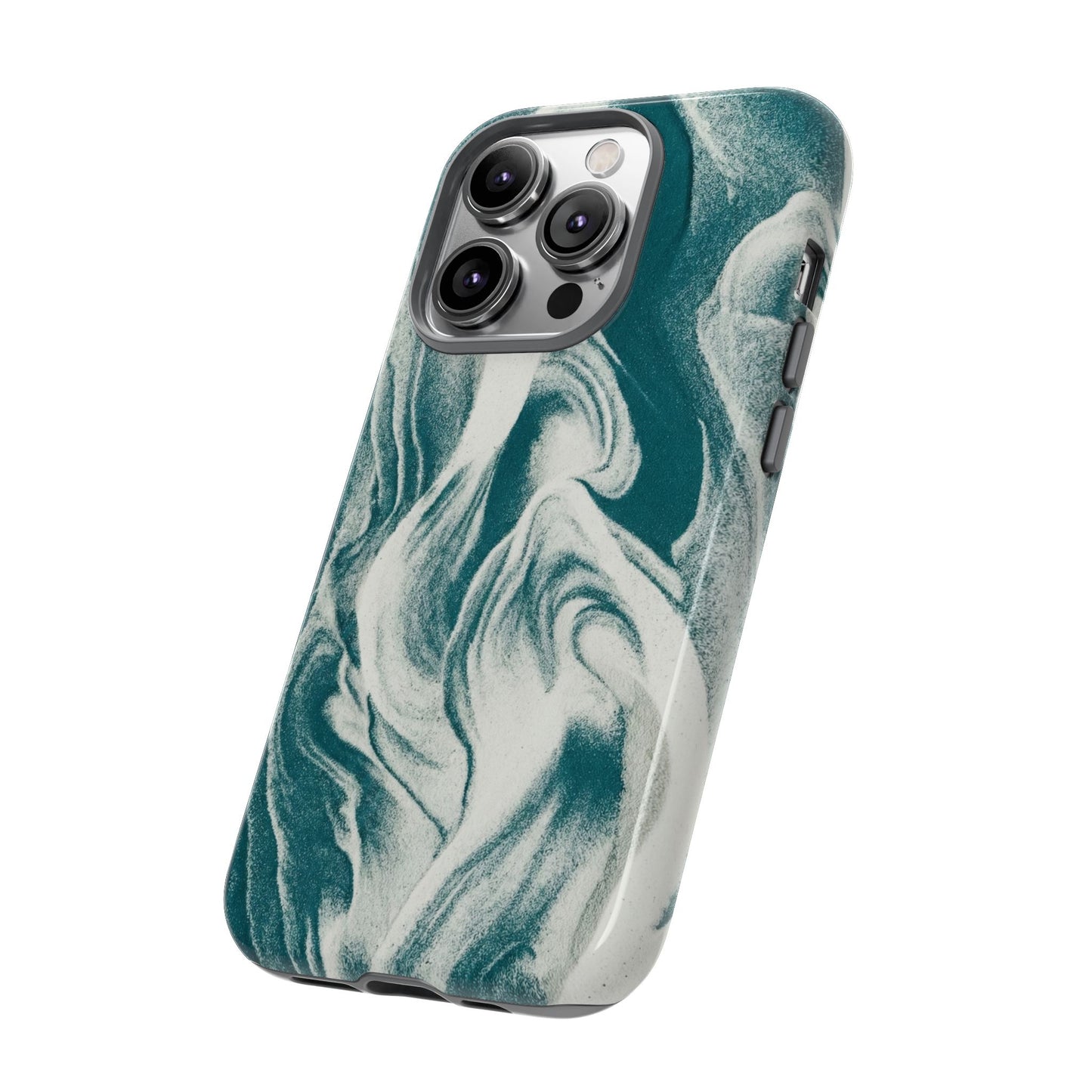 Marble Teal Tough Phone Case — Swirl Pattern Protective Cover