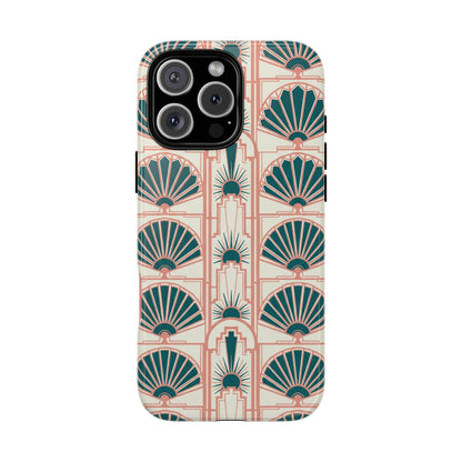Art Deco Fan Pattern Tough Phone Case — Retro Geometric iPhone Cover