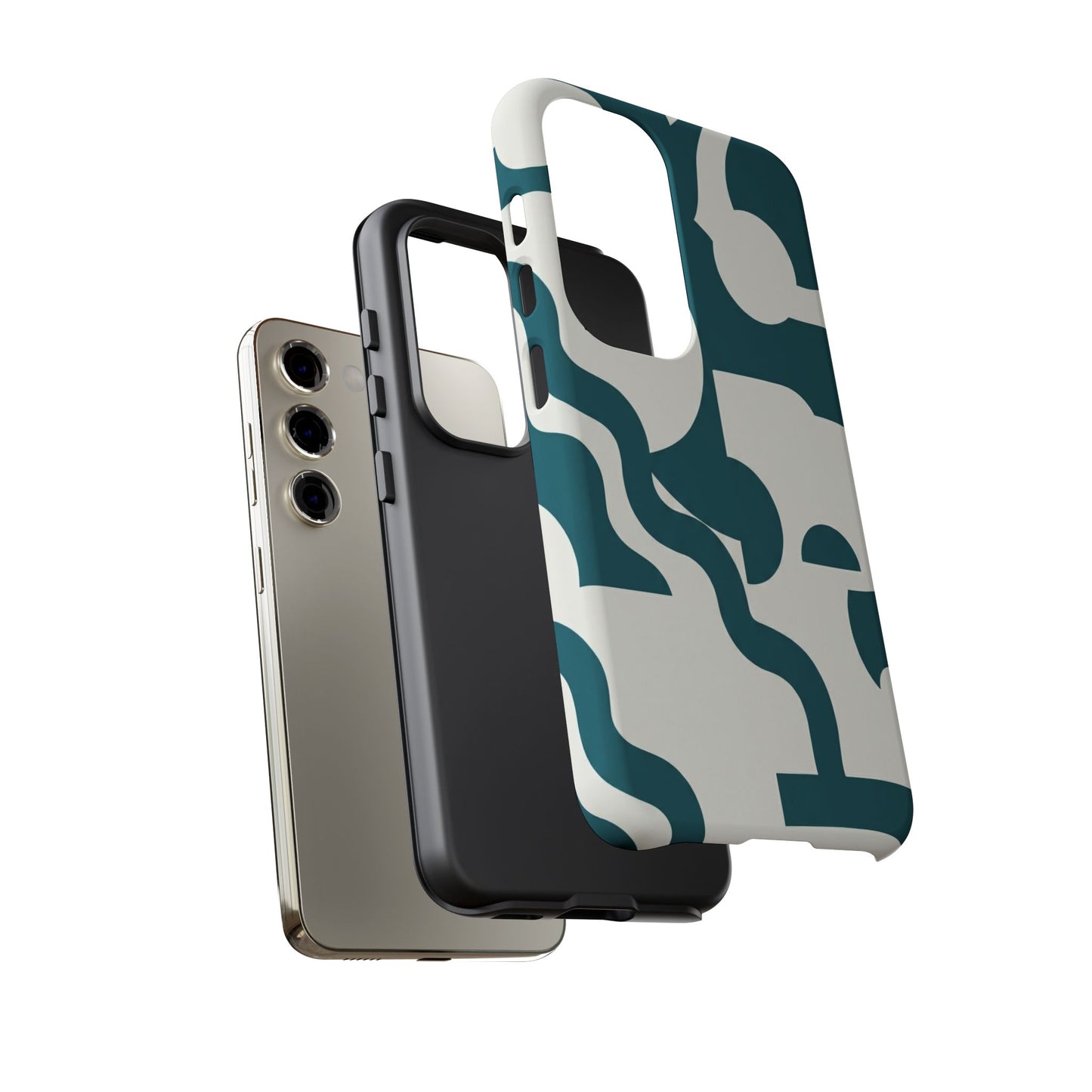Abstract Teal Pattern Phone Case — Modern Geometric Tough Case