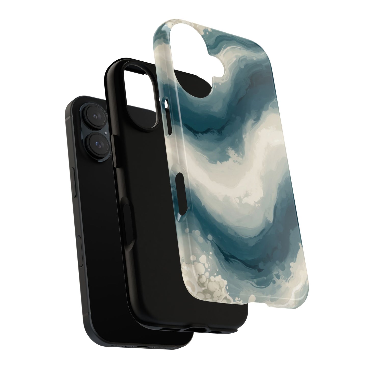 Ocean Wave Marble Phone Case — Teal & Ivory Abstract Tough Case