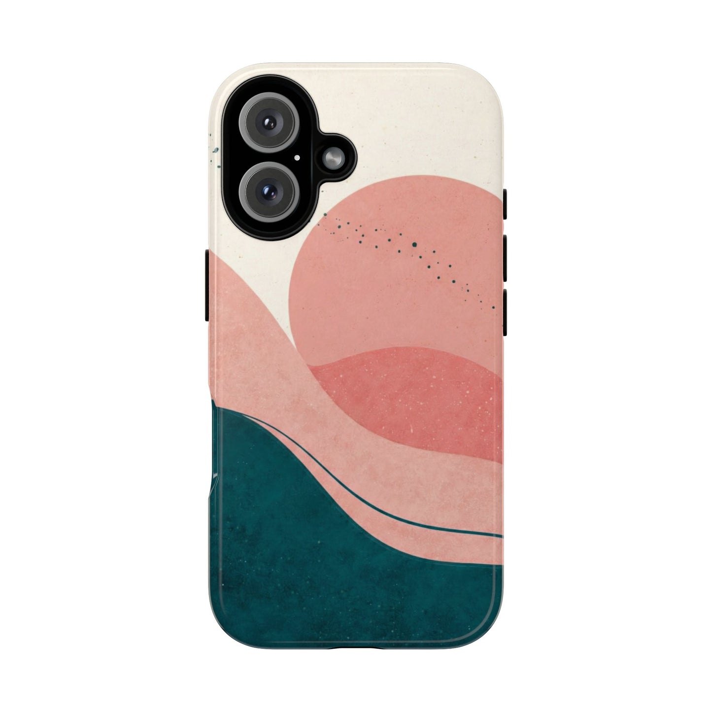 Abstract Sunset Phone Case — Pink & Teal Wave Tough Case