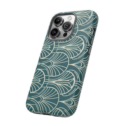 Art Deco Teal Pattern Tough Phone Case — Vintage Geometric Protective Case