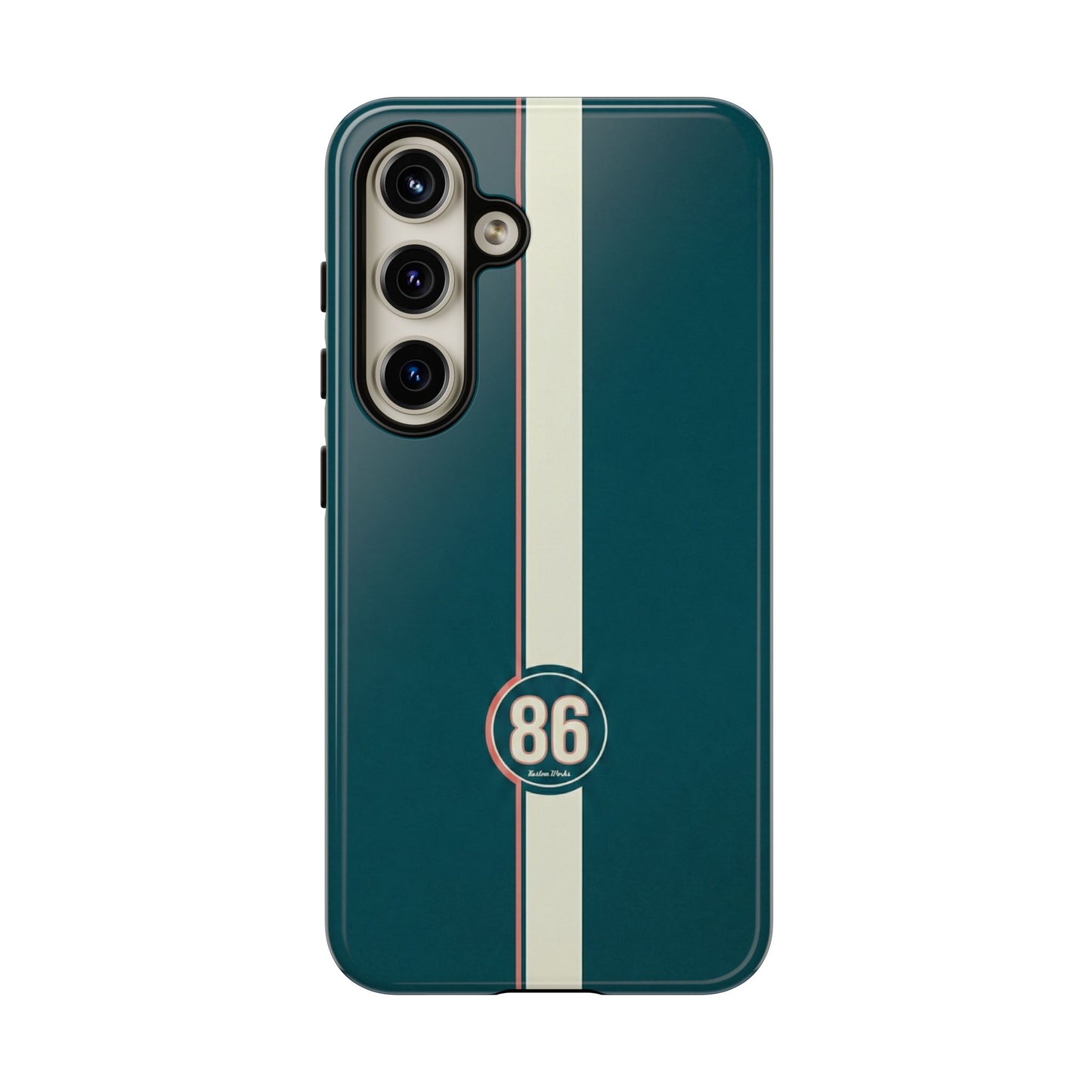 Racing Stripe Phone Case - Retro Teal with Number 86