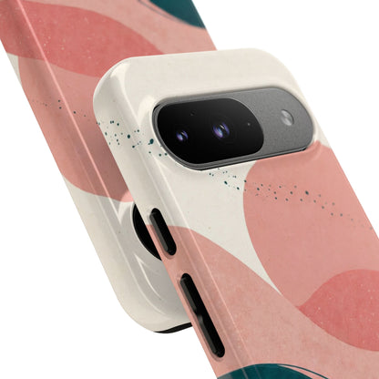 Abstract Sunset Phone Case — Pink & Teal Wave Tough Case