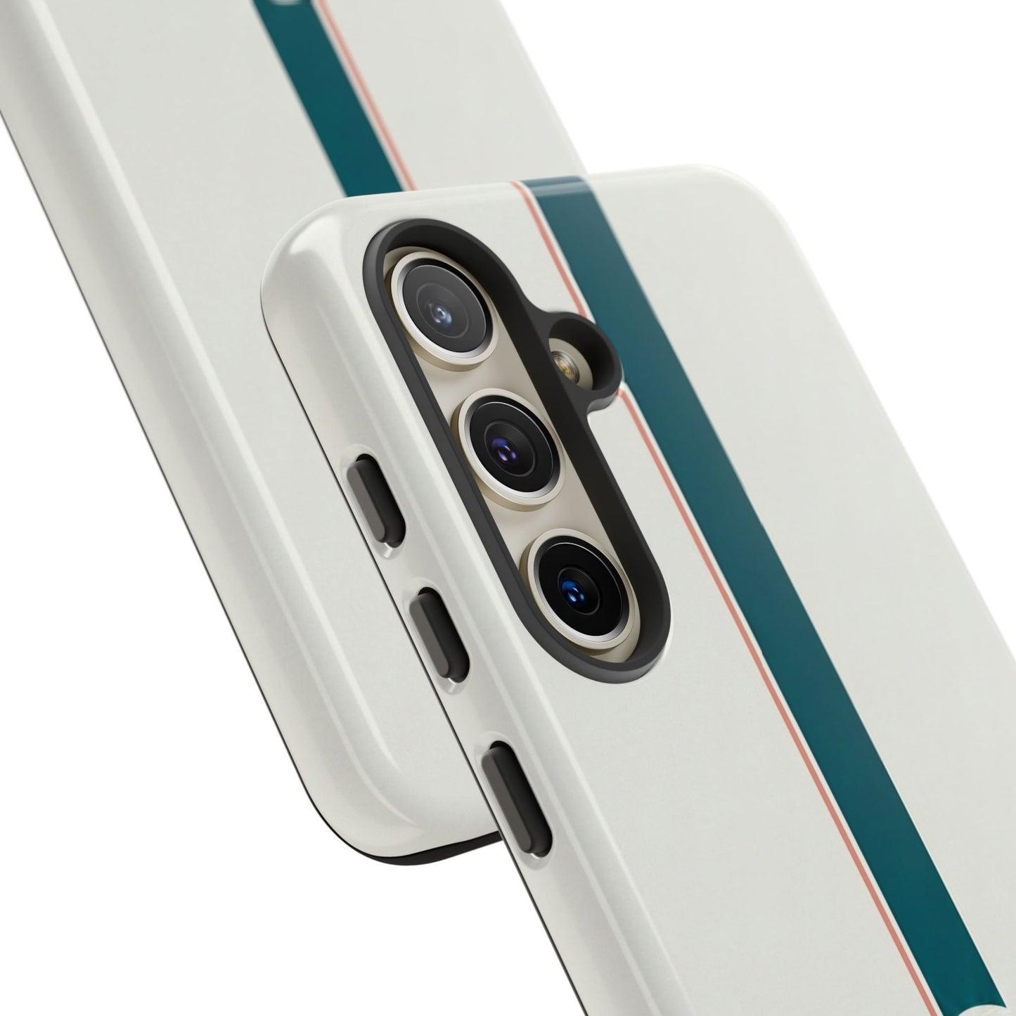 Racing Stripe Tough Phone Case — Retro White With '86 Circle Badge