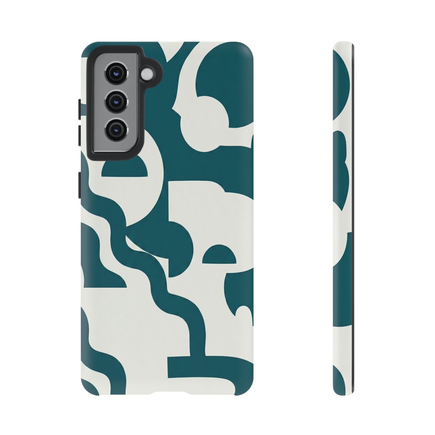 Abstract Teal Pattern Phone Case — Modern Geometric Tough Case