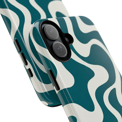 Teal Retro Swirl Tough Phone Case