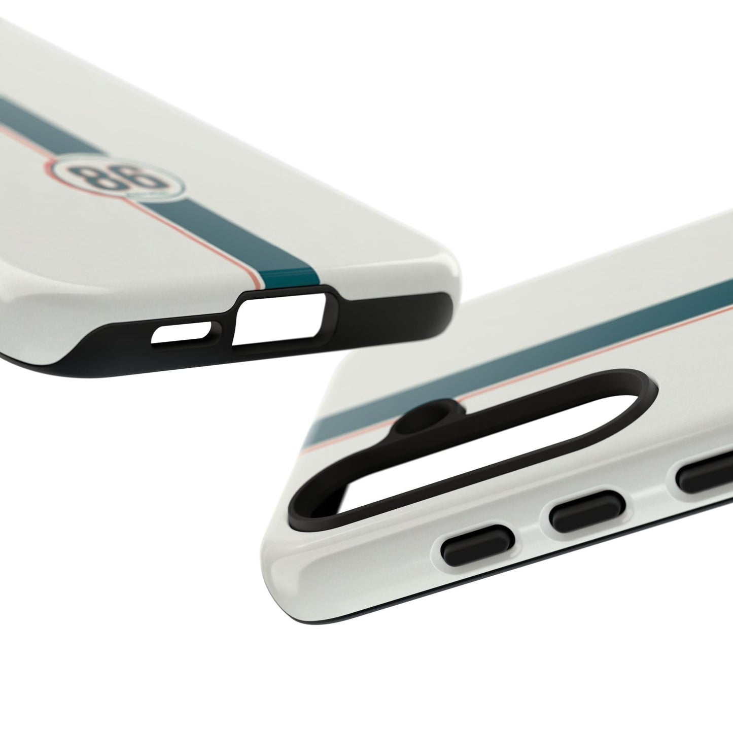 Racing Stripe Tough Phone Case — Retro White With '86 Circle Badge