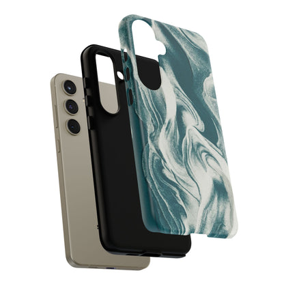 Teal Marble Tough Phone Case — Protective Artistic Swirl Design